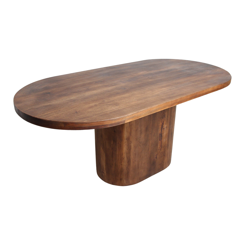 Ovaler Esstisch aus Mangoholz in Braun mit Mittelfuß – 240x110 cm