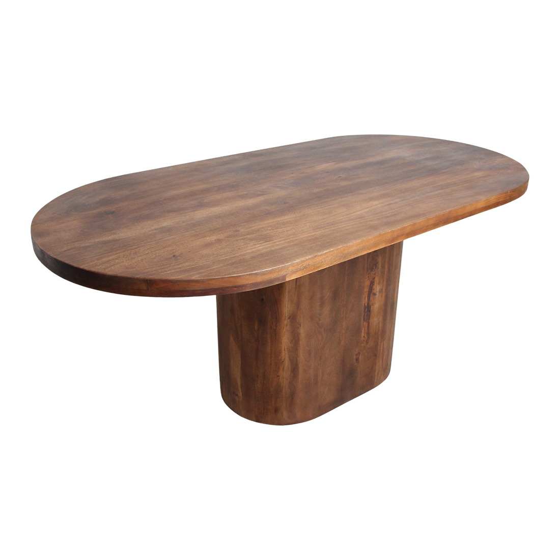 Ovaler Esstisch aus Mangoholz in Braun mit Mittelfuß – 240x110 cm