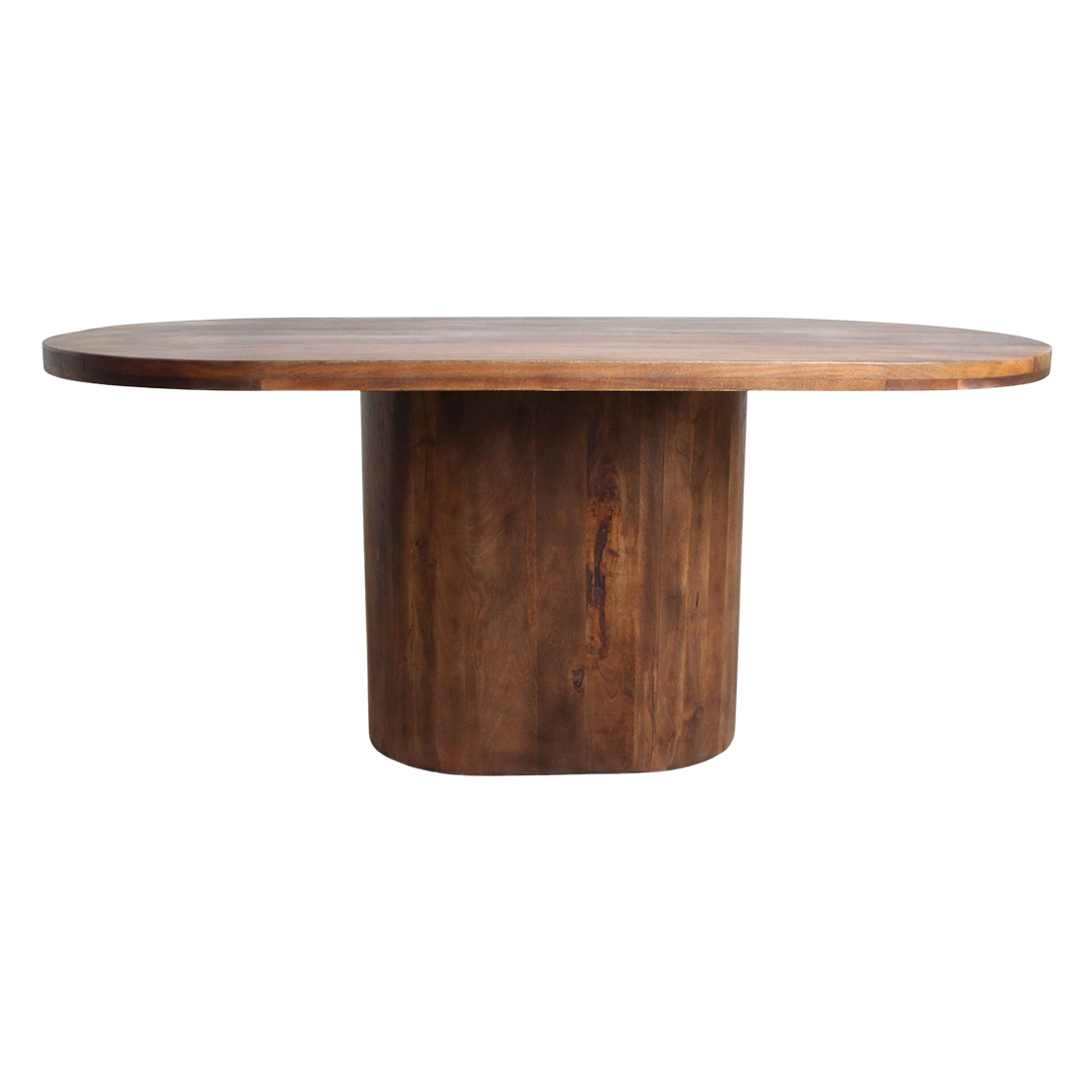 Ovaler Esstisch aus Mangoholz in Braun mit Mittelfuß – 240x110 cm