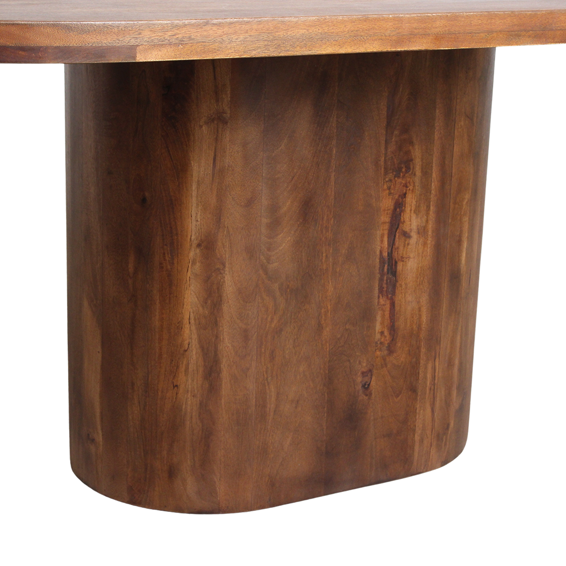 Ovaler Esstisch aus Mangoholz in Braun mit Mittelfuß – 240x110 cm