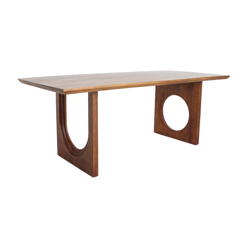 Esstisch aus Mangoholz in Braun mit geometrischen Beinen – 180x90 cm