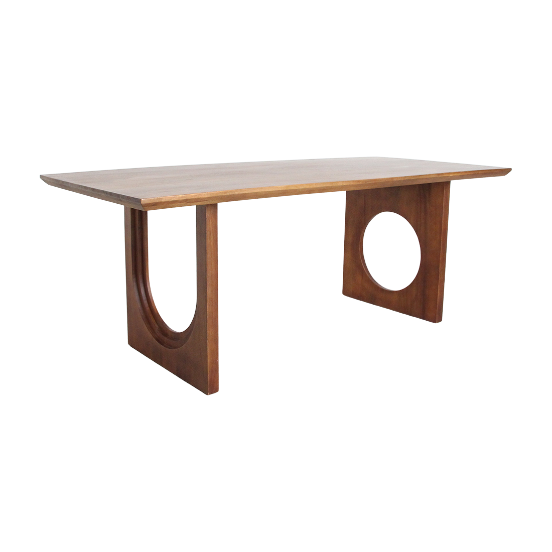 Esstisch aus Mangoholz in Braun mit geometrischen Beinen – 180x90 cm