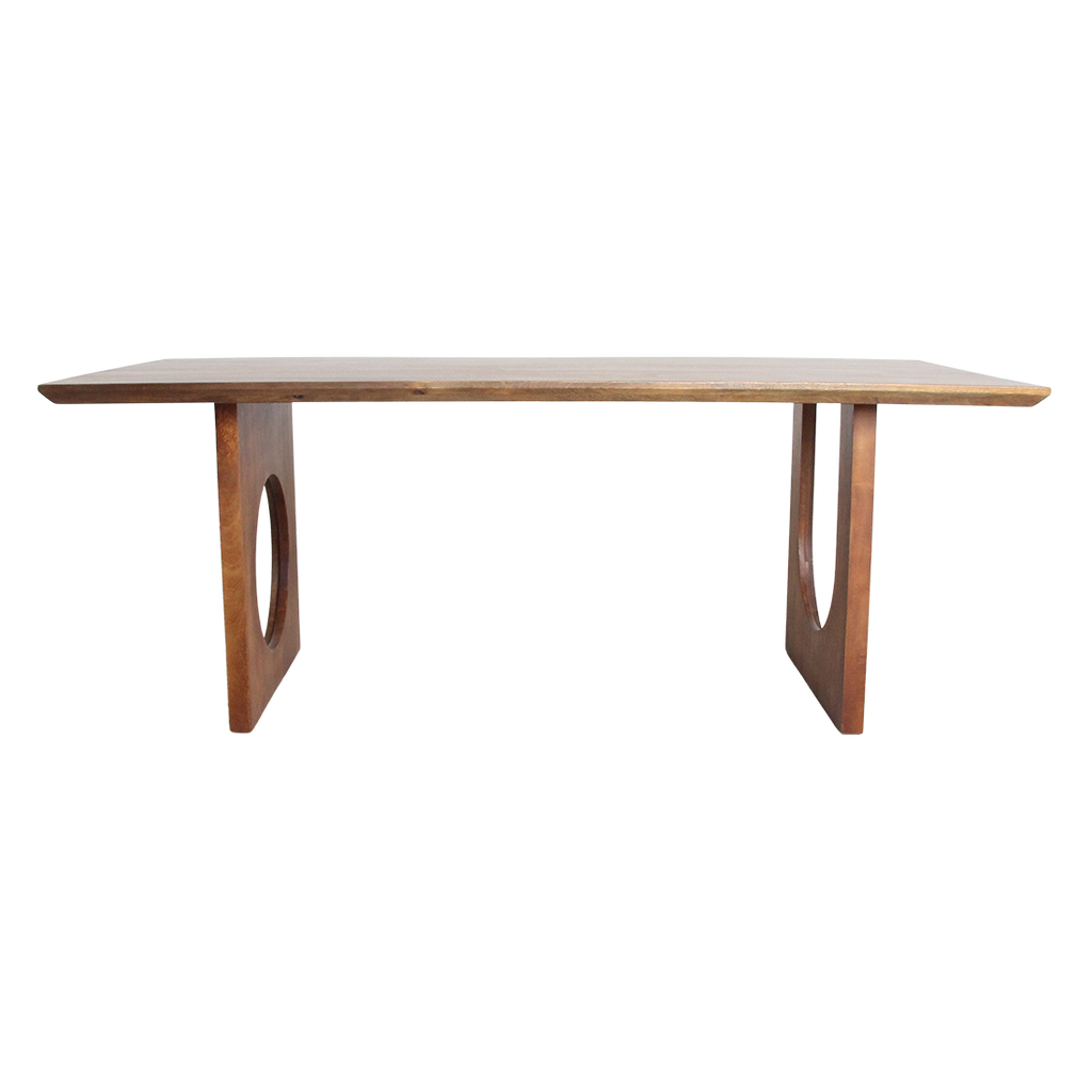 Esstisch aus Mangoholz in Braun mit geometrischen Beinen – 180x90 cm