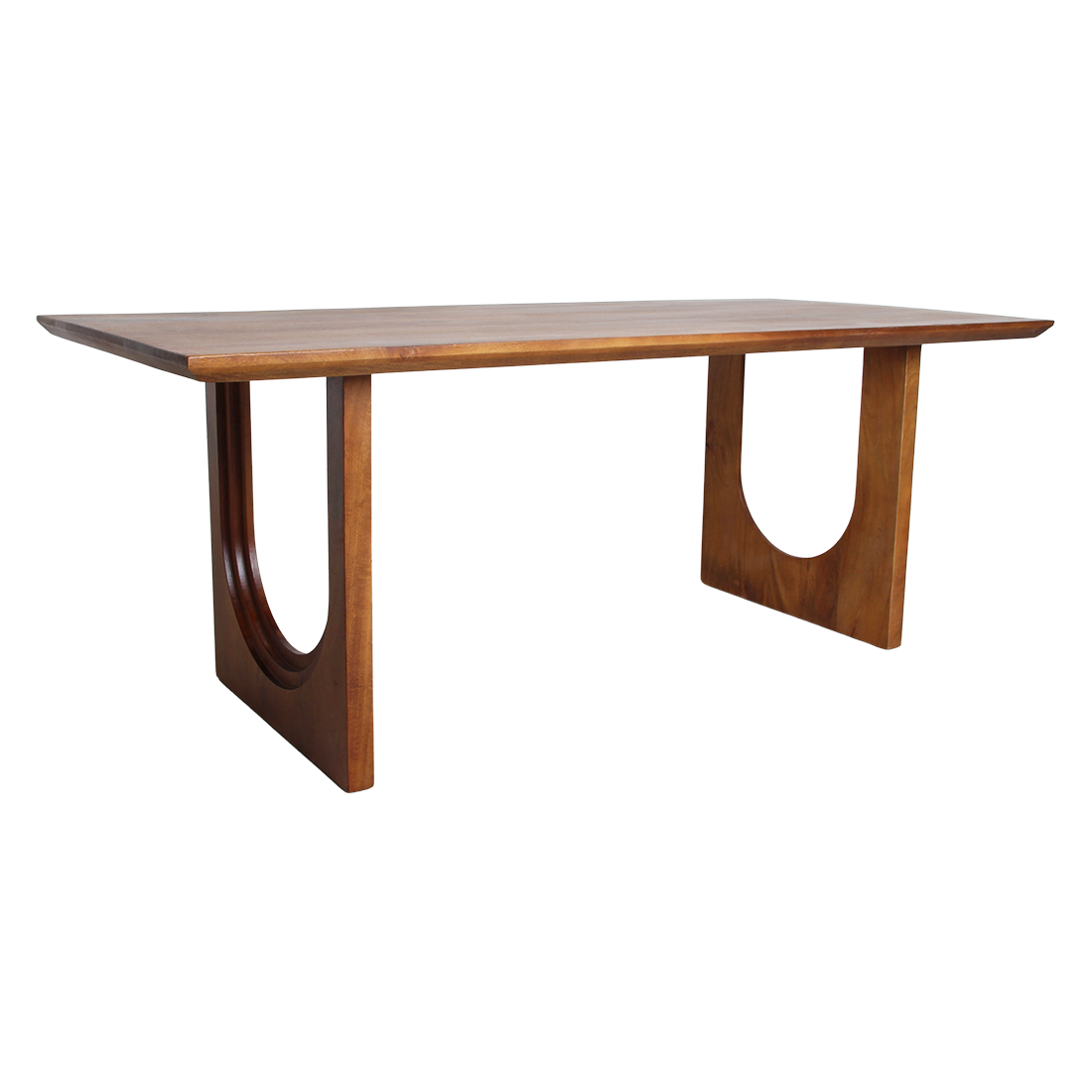 Esstisch aus Mangoholz in Braun mit abgerundeter, skulpturaler Kante – 200x90 cm
