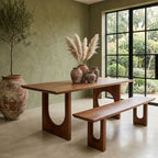 Table en bois de manguier brun sculpturale – 240x90 cm