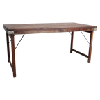Esstisch aus recyceltem Holz in Braun mit Vintage-Metallgestell – 165x75 cm