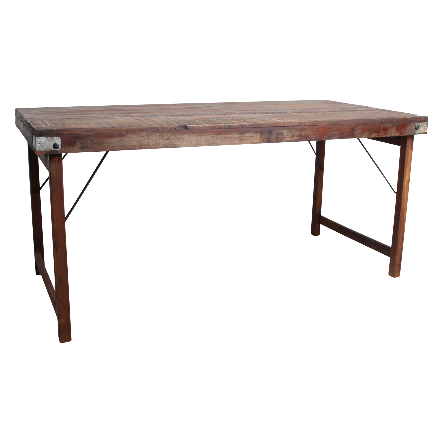 Esstisch aus recyceltem Holz in Braun mit Vintage-Metallgestell – 165x75 cm