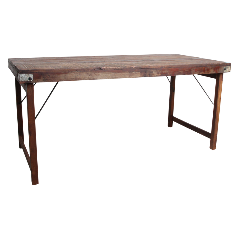 Esstisch aus recyceltem Holz in Braun mit Vintage-Metallgestell – 165x75 cm