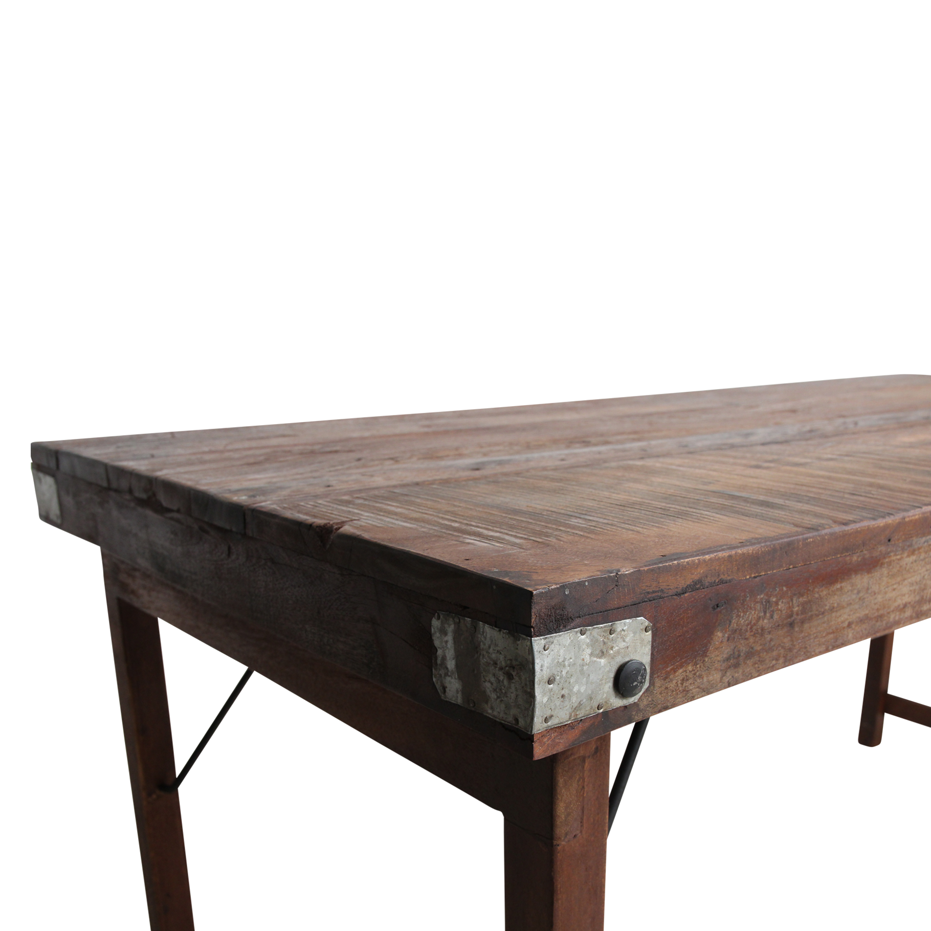 Esstisch aus recyceltem Holz in Braun mit Vintage-Metallgestell – 165x75 cm