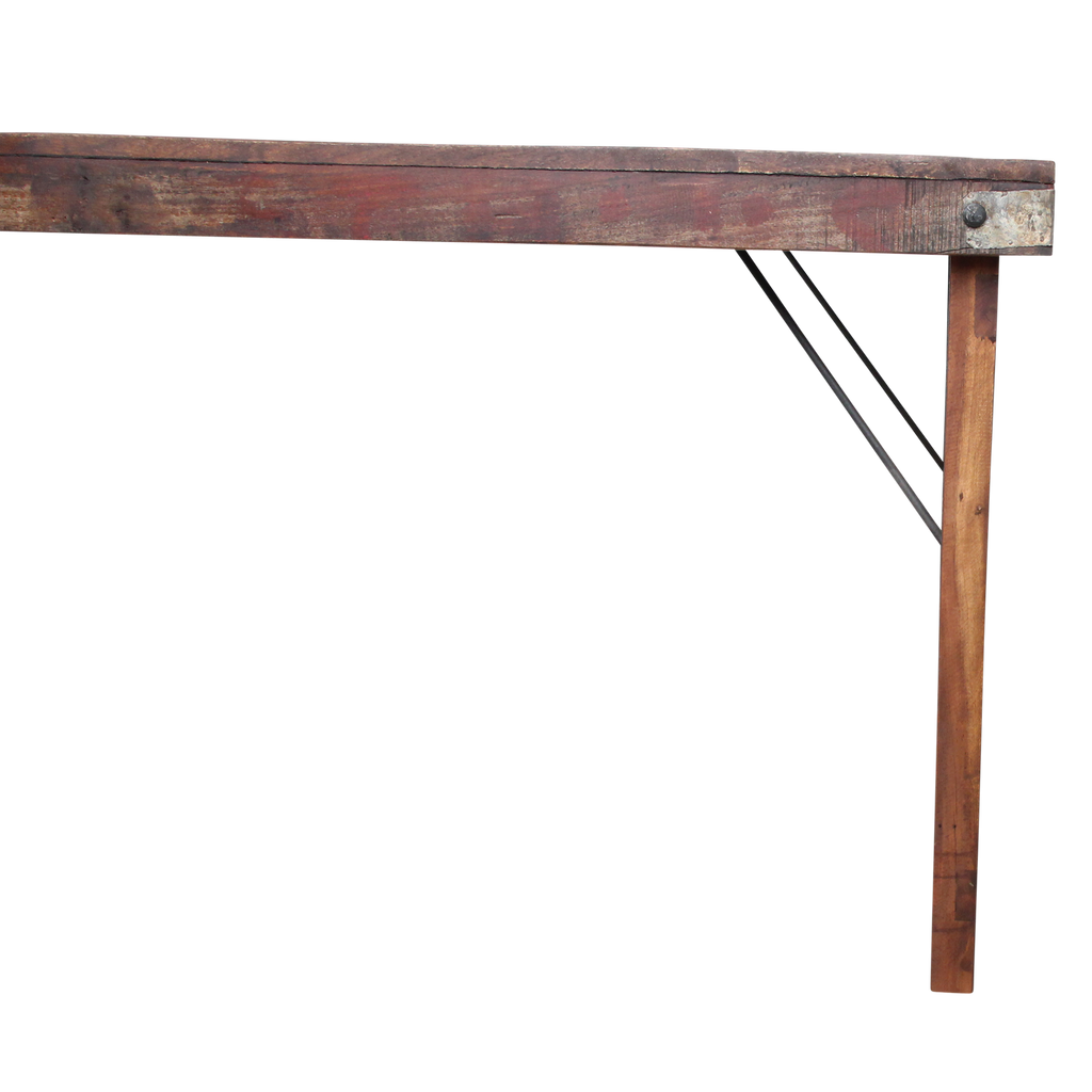 Esstisch aus recyceltem Holz in Braun mit Vintage-Metallgestell – 165x75 cm