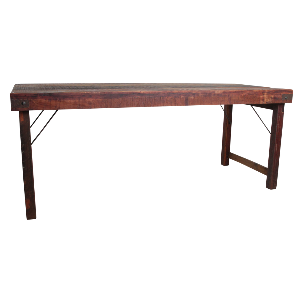Klapptisch aus recyceltem Holz in Braun mit Metallgestell – 190x80 cm