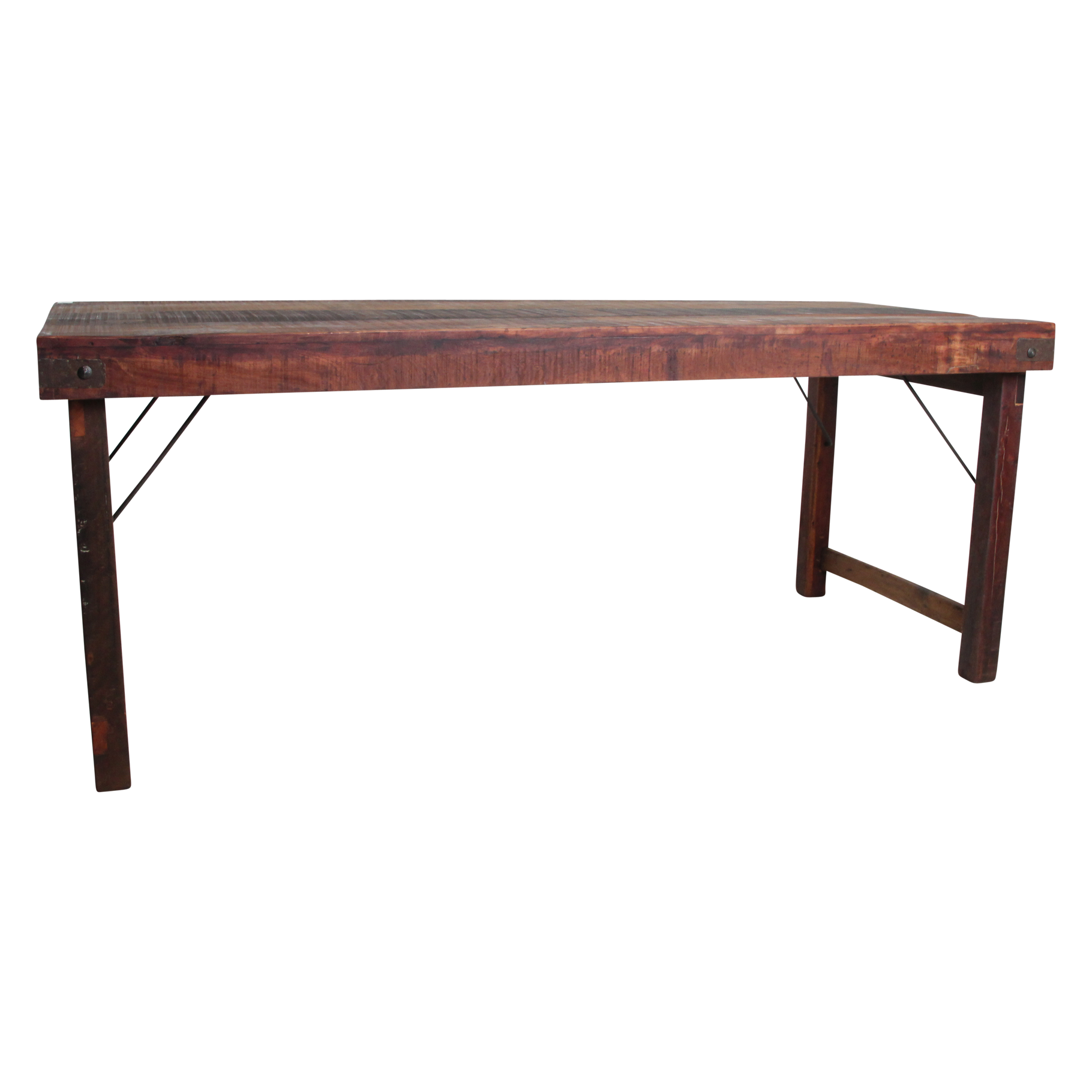 Klapptisch aus recyceltem Holz in Braun mit Metallgestell – 190x80 cm