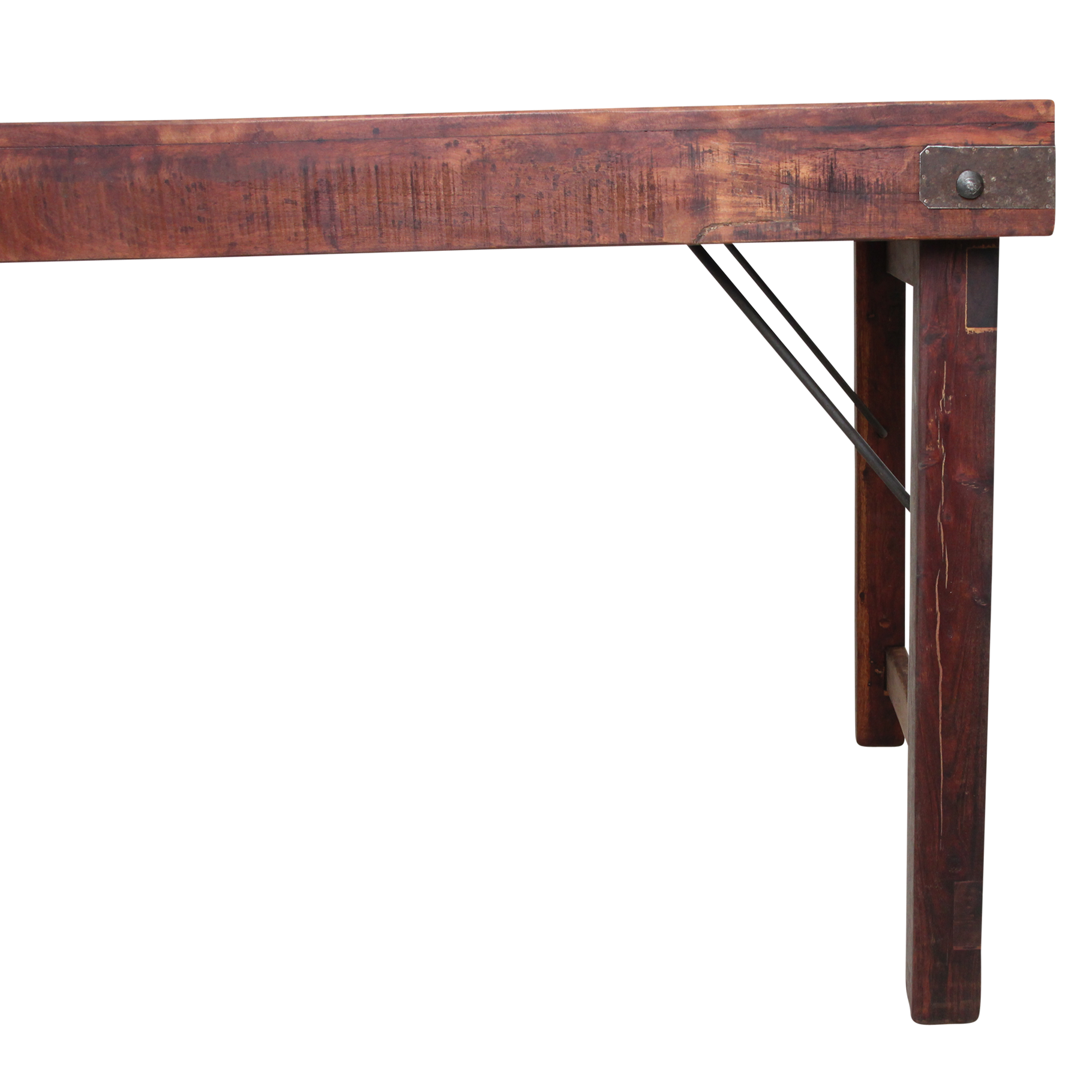 Klapptisch aus recyceltem Holz in Braun mit Metallgestell – 190x80 cm