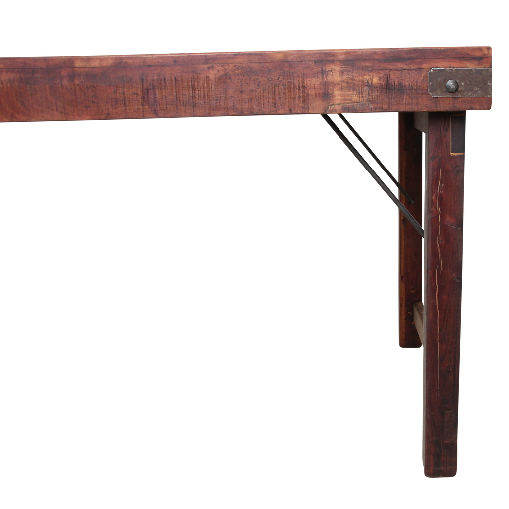 Klapptisch aus recyceltem Holz in Braun mit Metallgestell – 190x80 cm