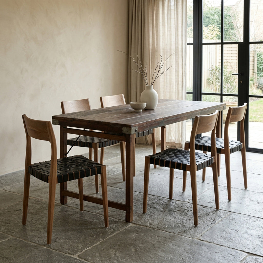 Klapptisch aus recyceltem Holz in Braun mit Metallgestell – 190x80 cm