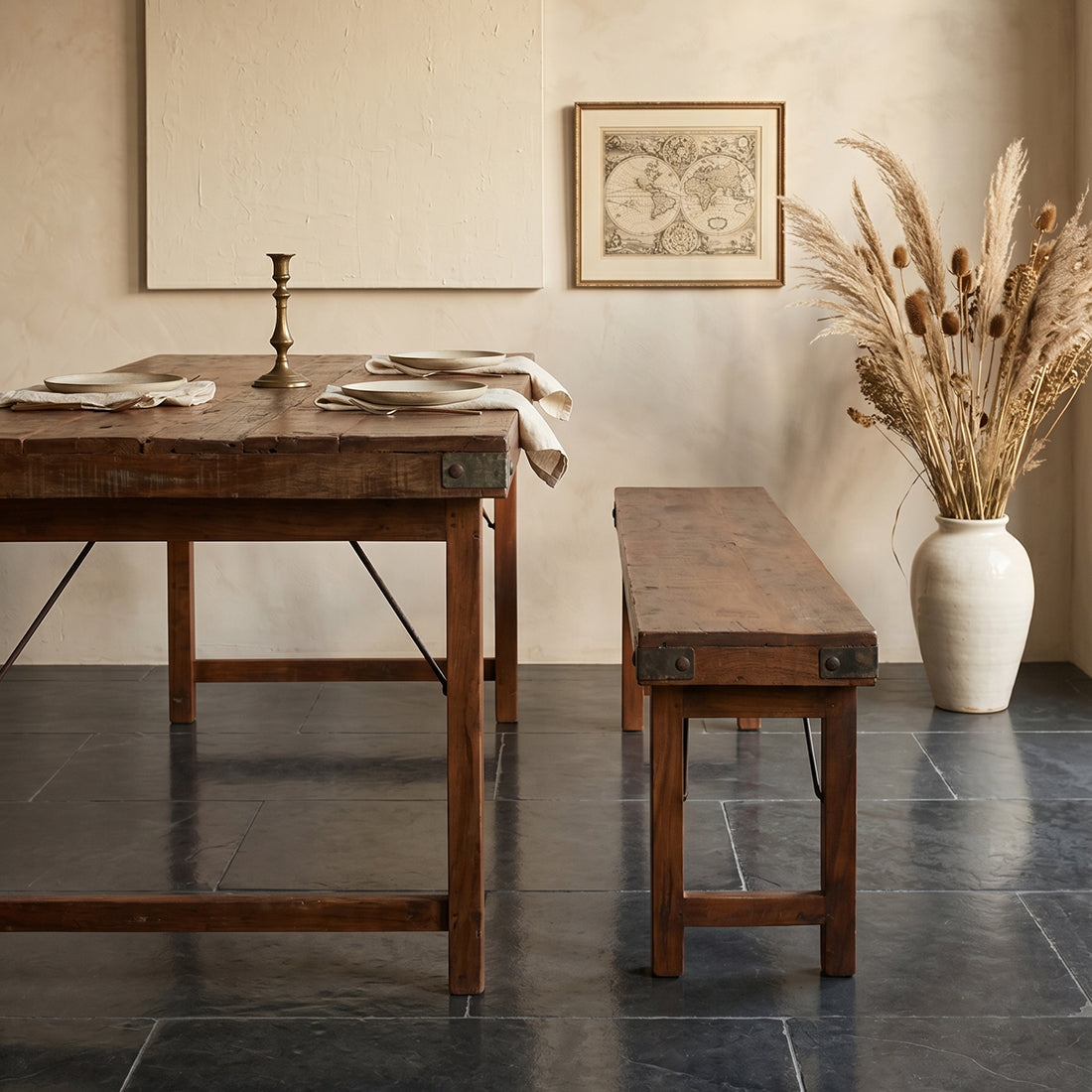 Klapptisch aus recyceltem Holz in Braun mit Metallgestell – 190x80 cm