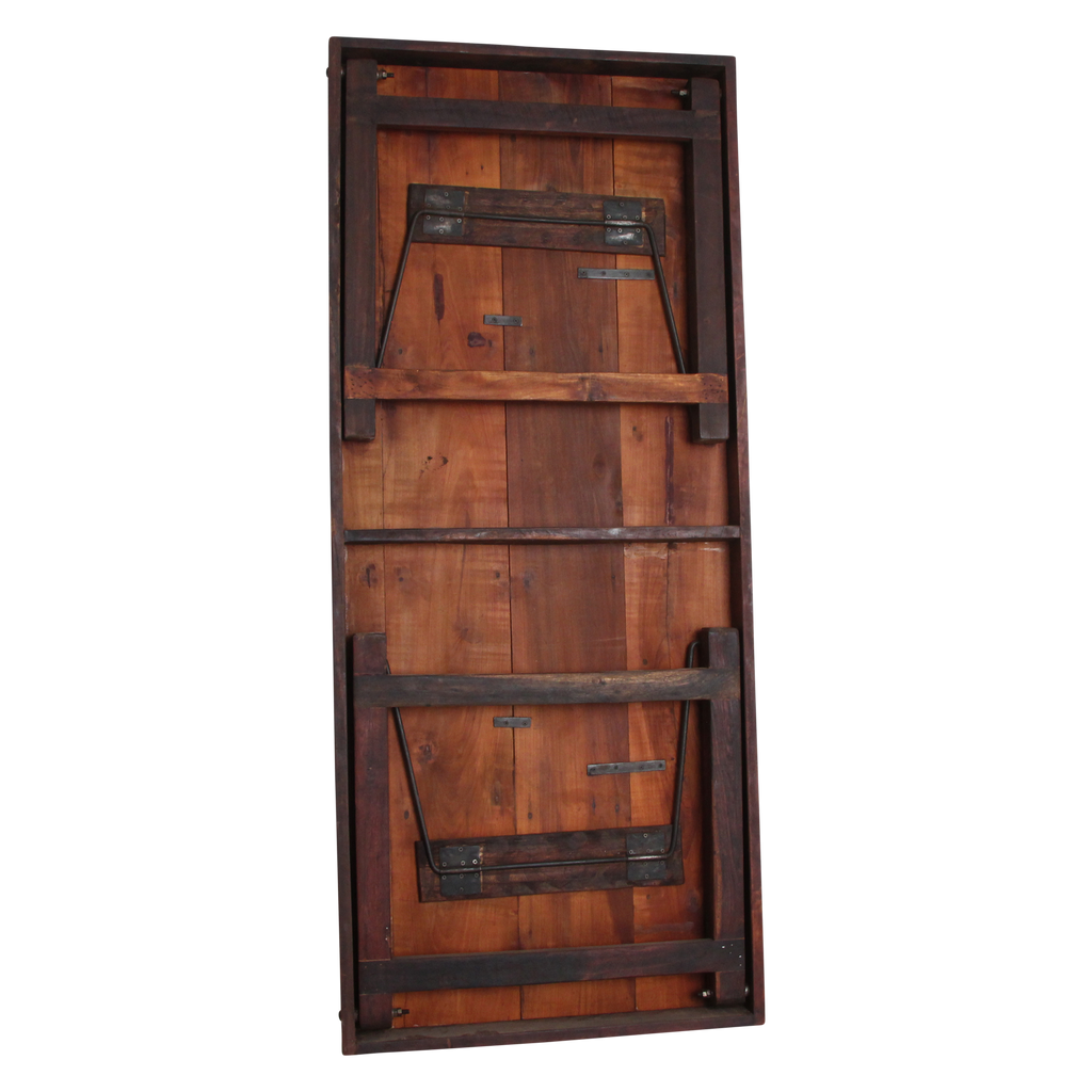 Klapptisch aus recyceltem Holz in Braun mit Metallgestell – 190x80 cm