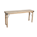 Klappbare Konsole aus hellem recyceltem Holz mit schwarzen Beschlägen – 170x40 cm