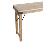 Klappbare Konsole aus hellem recyceltem Holz mit schwarzen Beschlägen – 170x40 cm