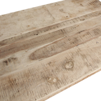 Rechteckiger Couchtisch aus hellem Massivholz mit Metallverstärkungen – 120x75 cm