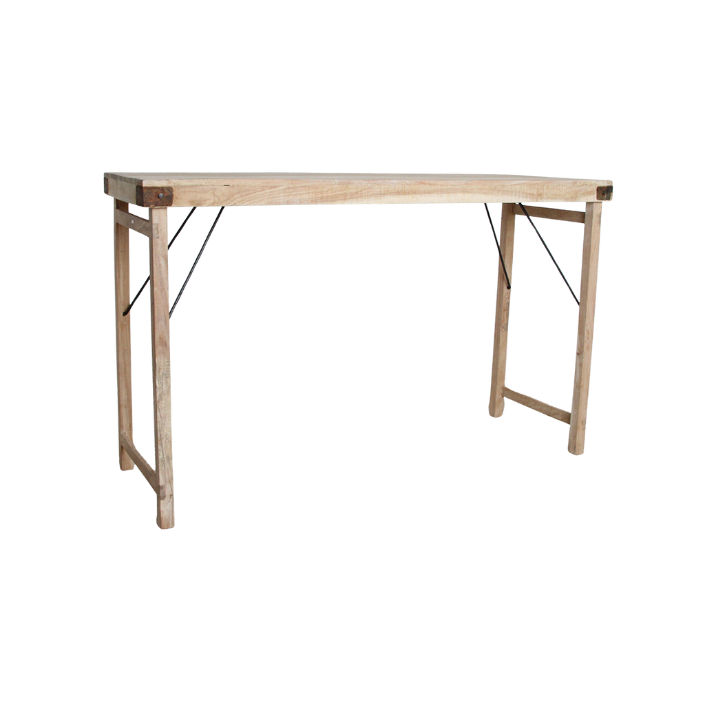 Klappbarer Bartisch aus recyceltem Holz in Beige für innen und außen – 170x60 cm