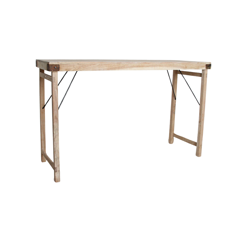 Klappbarer Bartisch aus recyceltem Holz in Beige für innen und außen – 170x60 cm