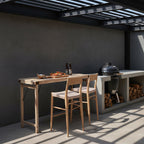 Klappbarer Bartisch aus recyceltem Holz in Beige für innen und außen – 170x60 cm