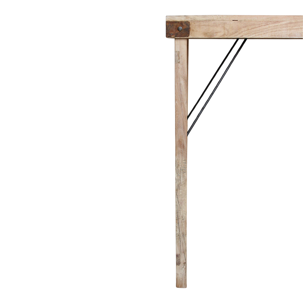 Klappbarer Bartisch aus recyceltem Holz in Beige für innen und außen – 170x60 cm