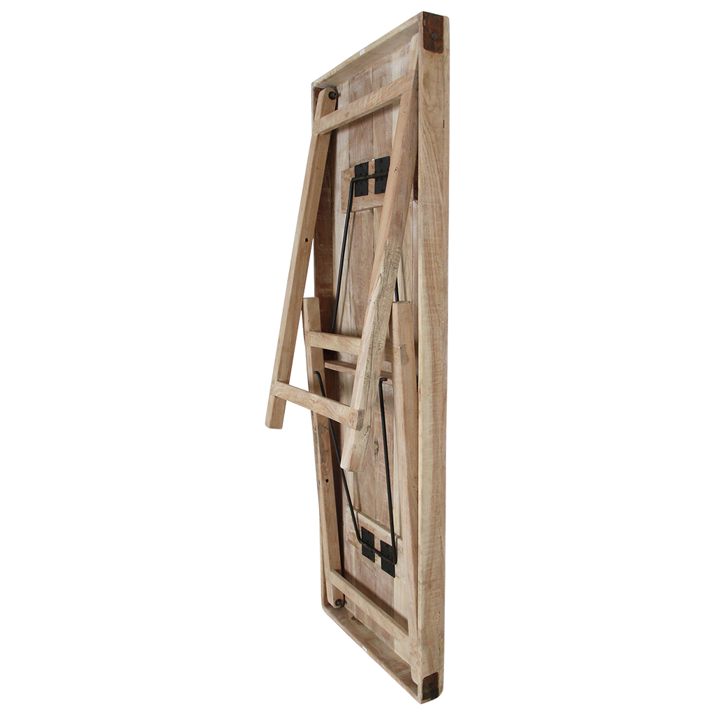 Klappbarer Bartisch aus recyceltem Holz in Beige für innen und außen – 170x60 cm