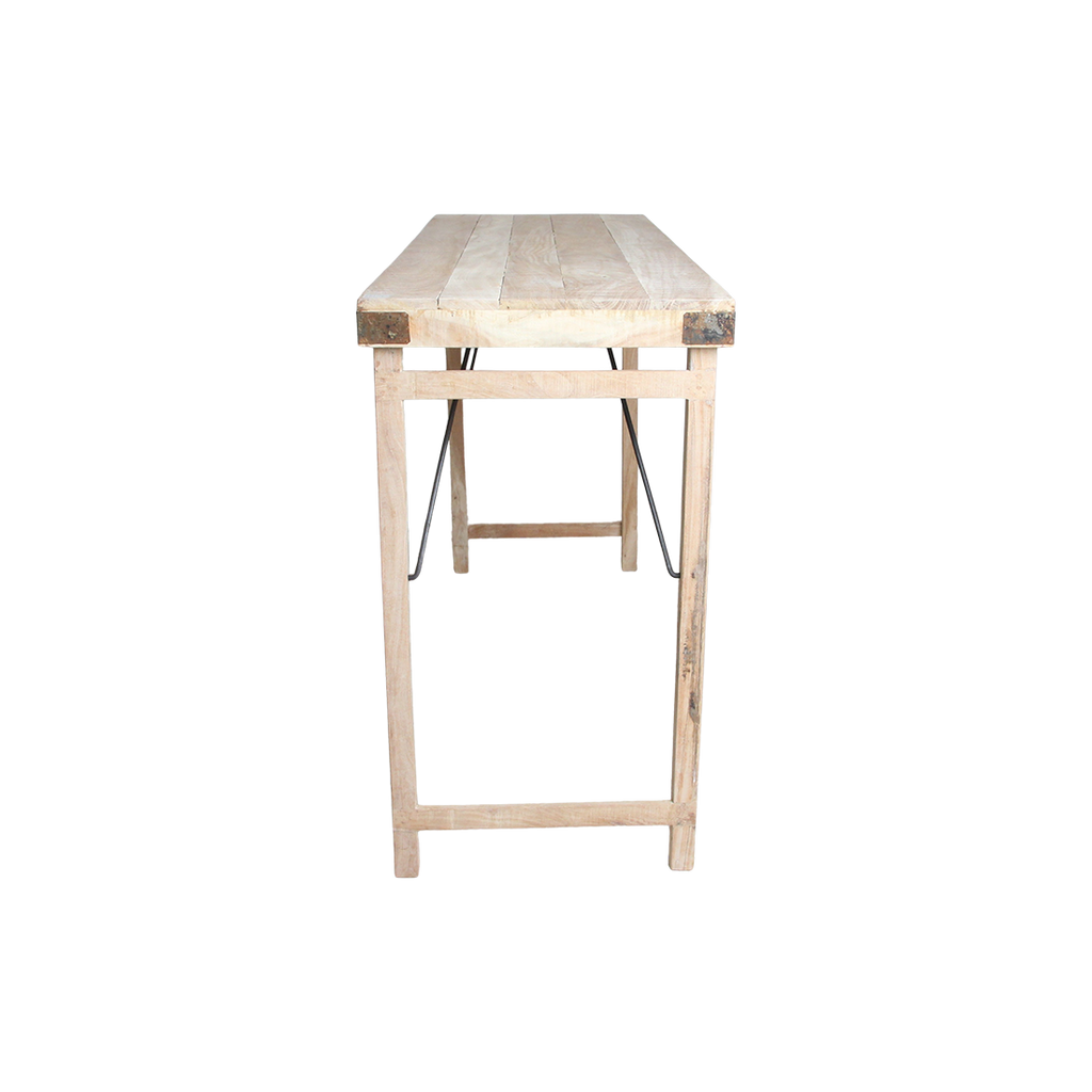 Klappbarer Bartisch aus recyceltem Holz in Beige für innen und außen – 170x60 cm
