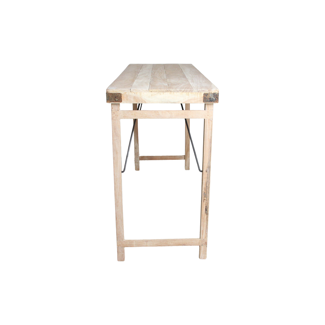 Klappbarer Bartisch aus recyceltem Holz in Beige für innen und außen – 170x60 cm
