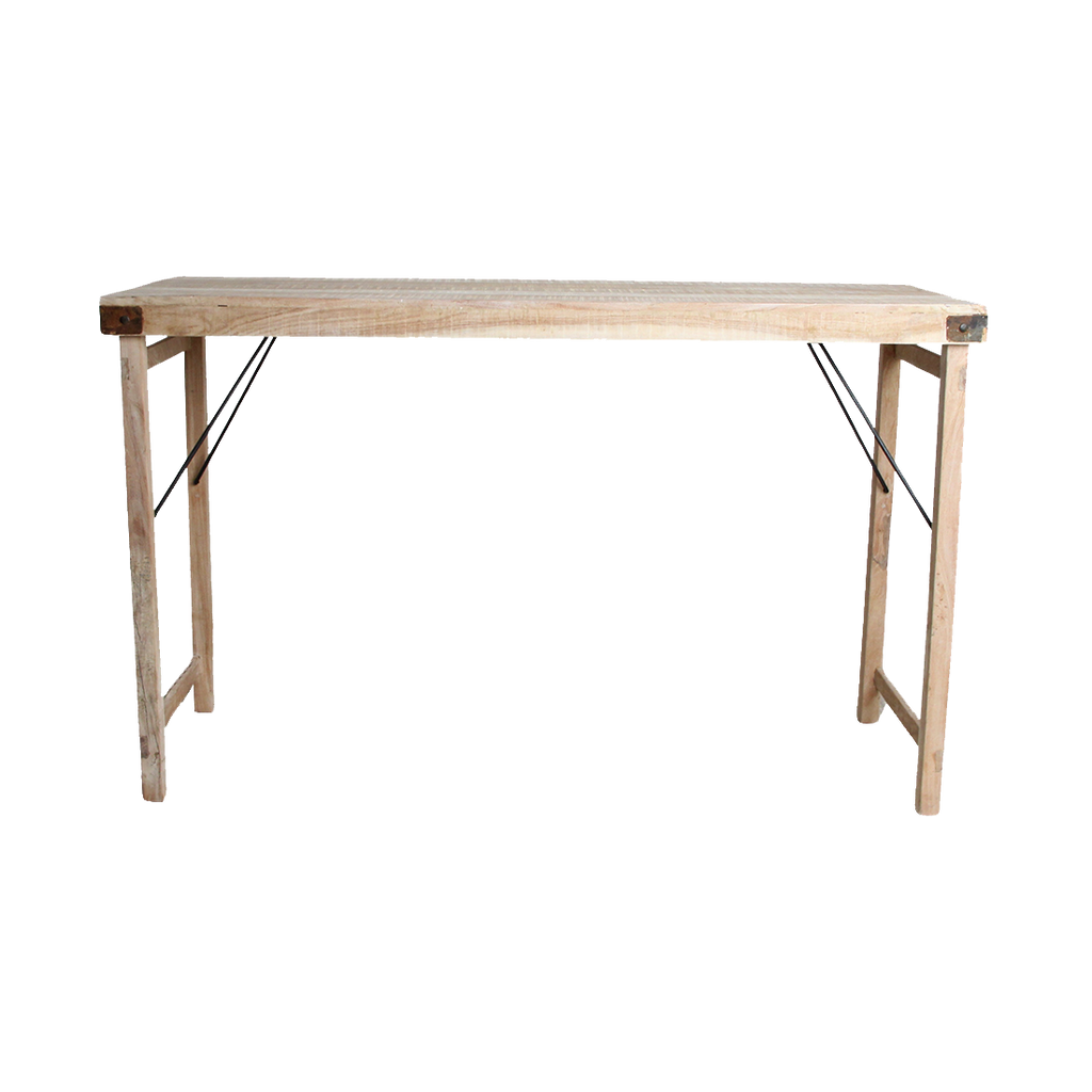Klappbarer Bartisch aus recyceltem Holz in Beige für innen und außen – 170x60 cm