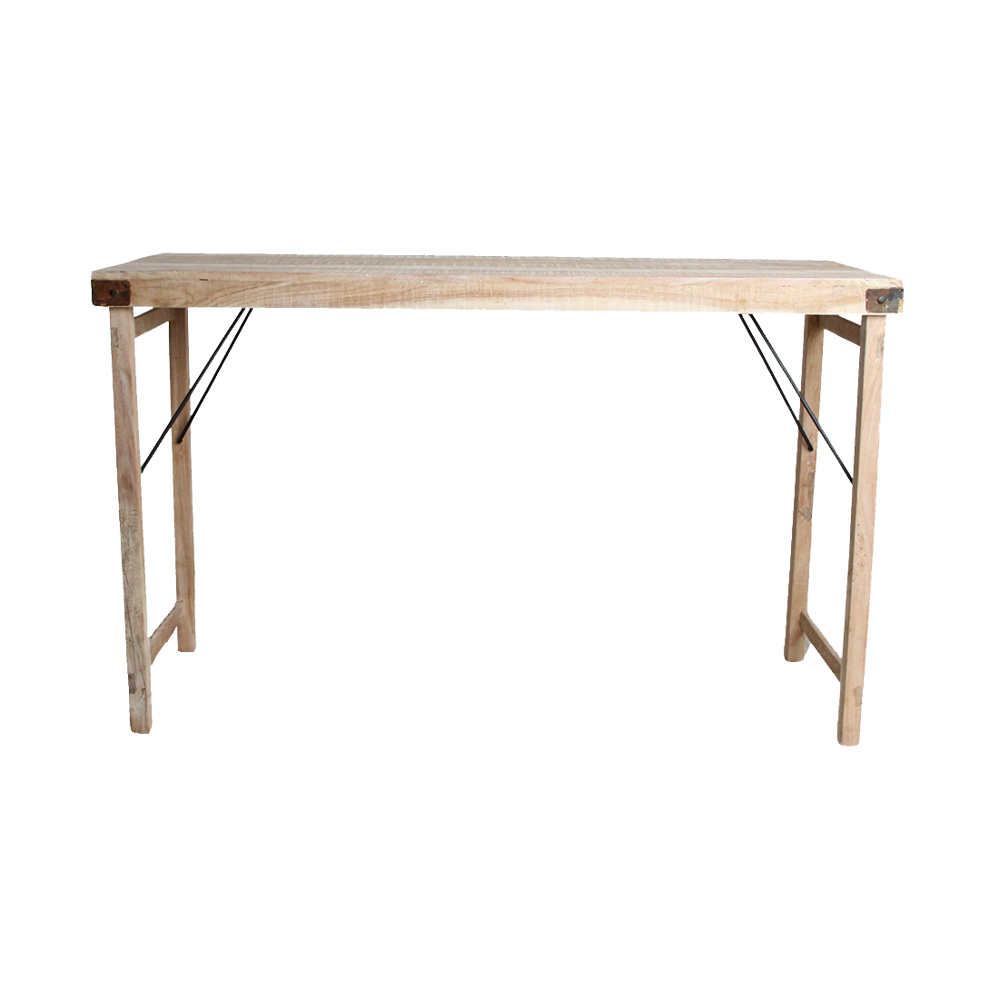 Klappbarer Bartisch aus recyceltem Holz in Beige für innen und außen – 170x60 cm
