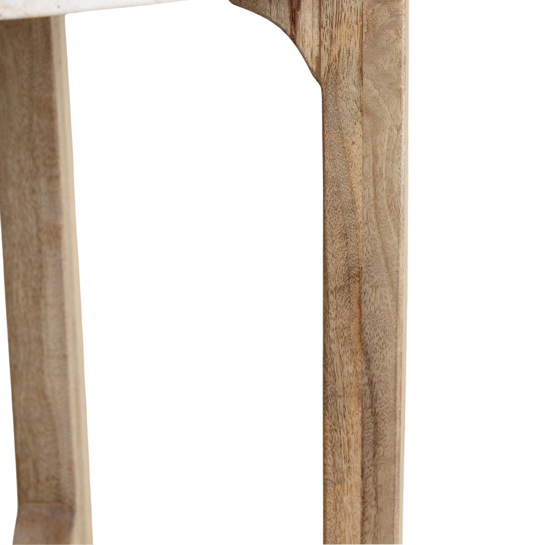Runder Beistelltisch aus cremefarbenem Marmor und Mangoholz fürs Wohnzimmer – Ø50 cm