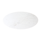 Ovaler Couchtisch aus weißem Marmor und Mangoholz – 120x60 cm