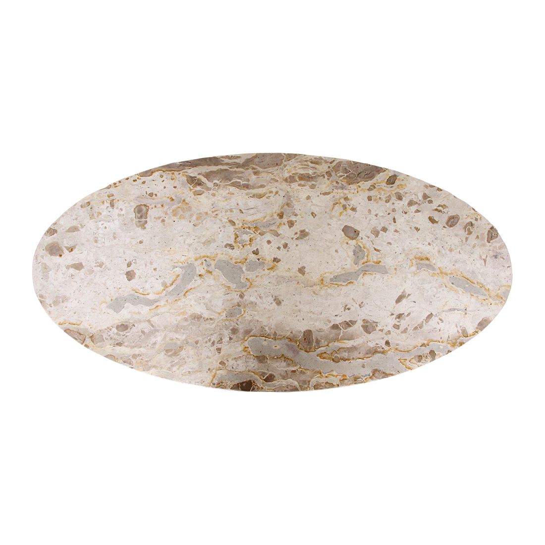 Ovaler Couchtisch aus Marmor in Creme und Holz – 120x60 cm