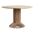 Table à manger ronde en teck recyclé pied ajouré sculptural – Ø140 cm