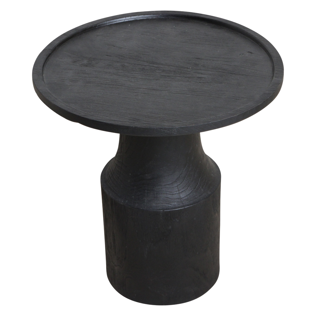 Table d'appoint en teck noir moderne pièce centrale – Ø50 cm