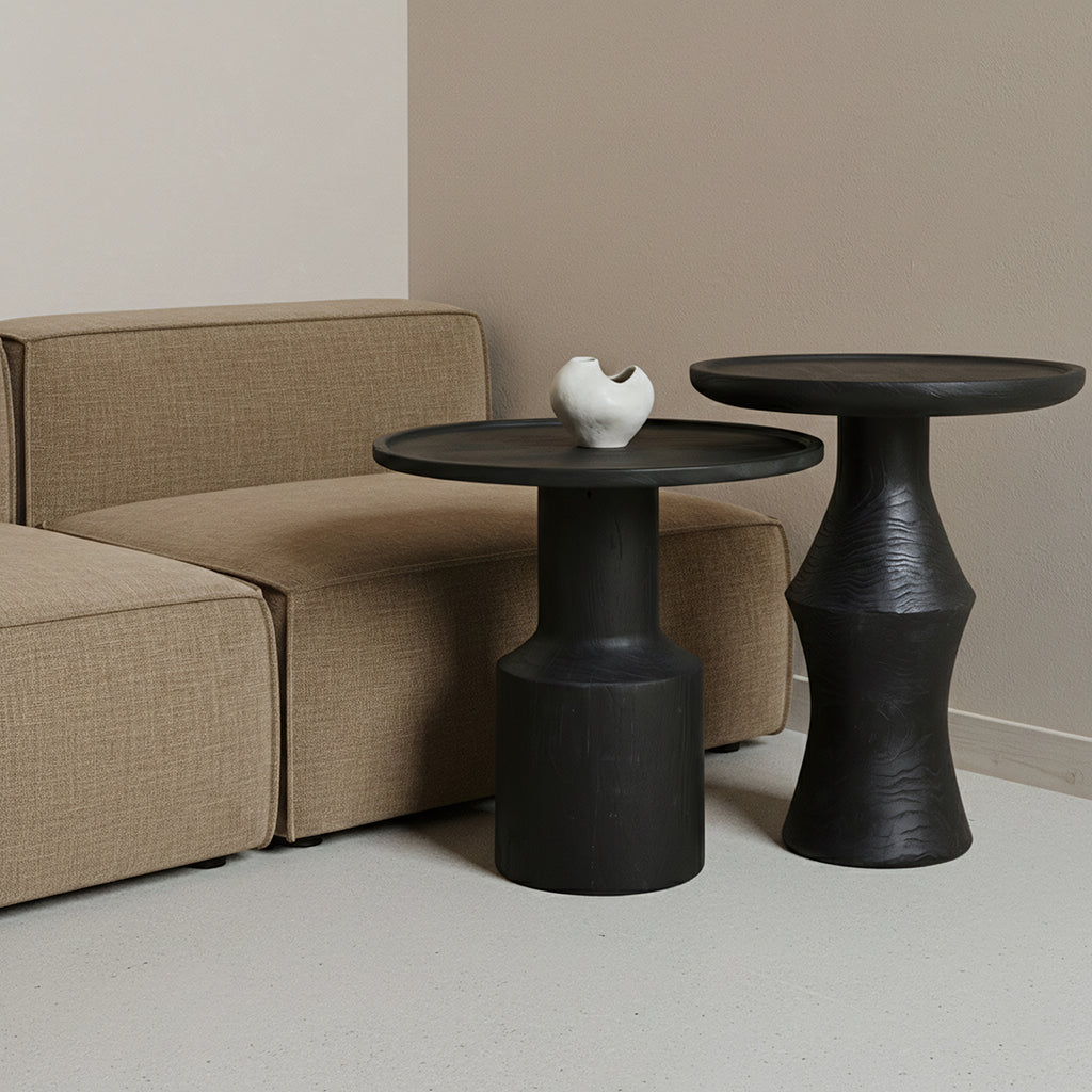 Table d'appoint en teck noir moderne pièce centrale – Ø50 cm