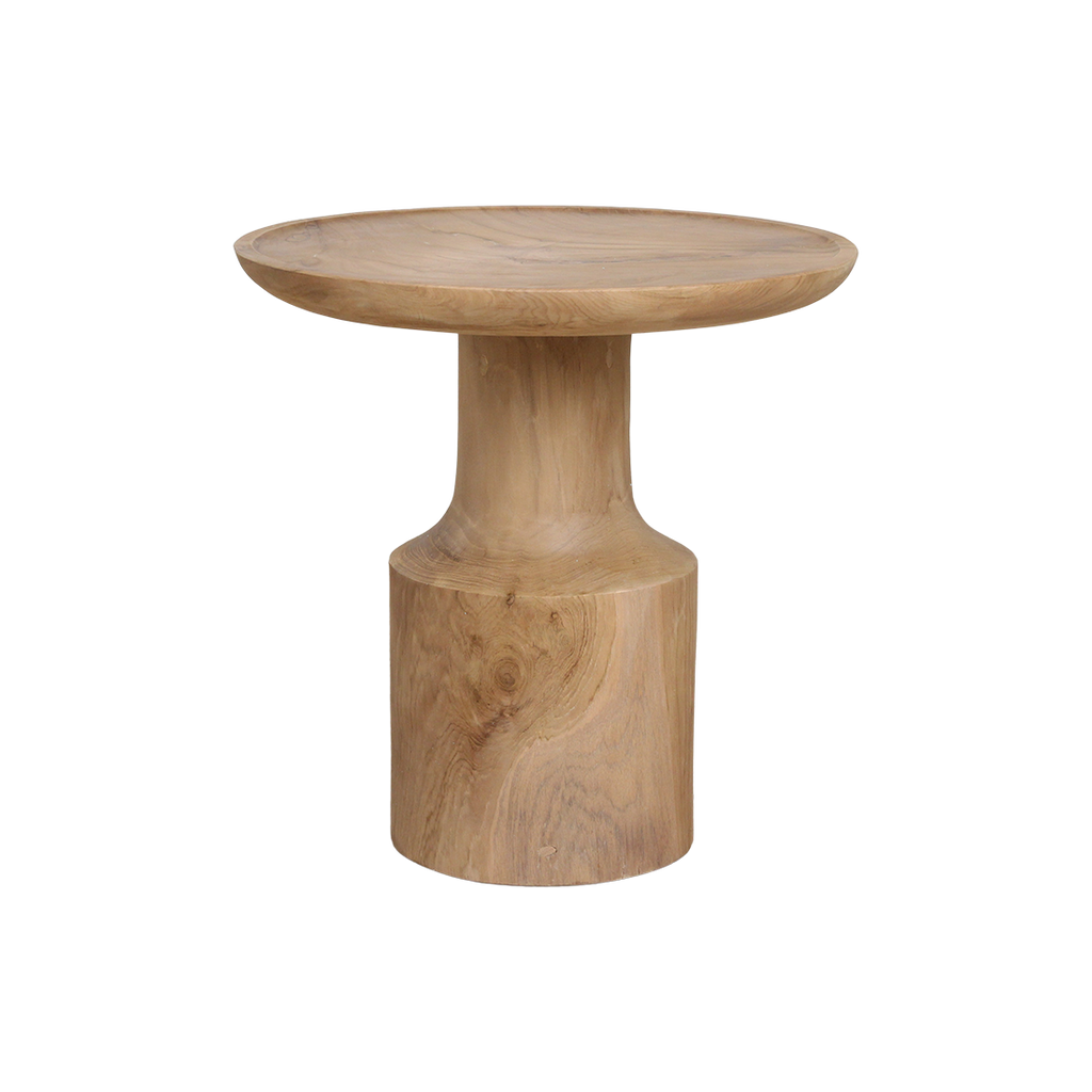 Runder Beistelltisch aus Teakholz Natur – 50x50 cm