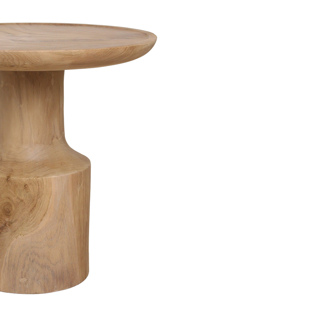 Runder Beistelltisch aus Teakholz Natur – 50x50 cm
