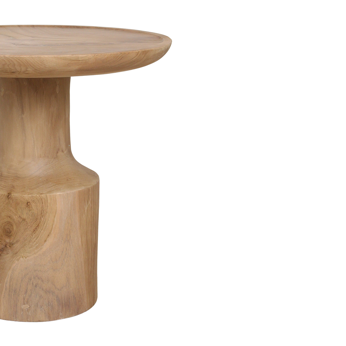 Runder Beistelltisch aus Teakholz Natur – 50x50 cm