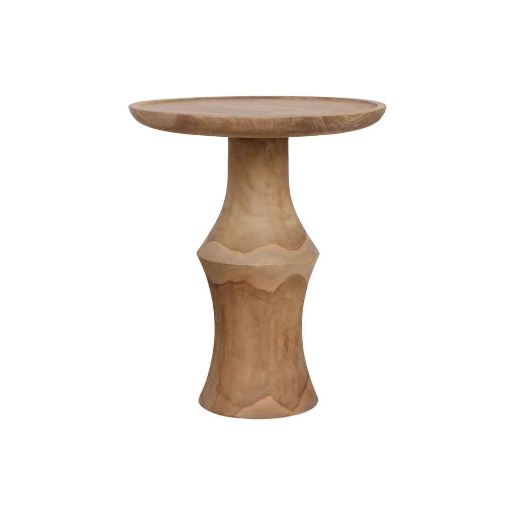 Runder Beistelltisch aus recyceltem Teakholz Natur – 50x50x60 cm