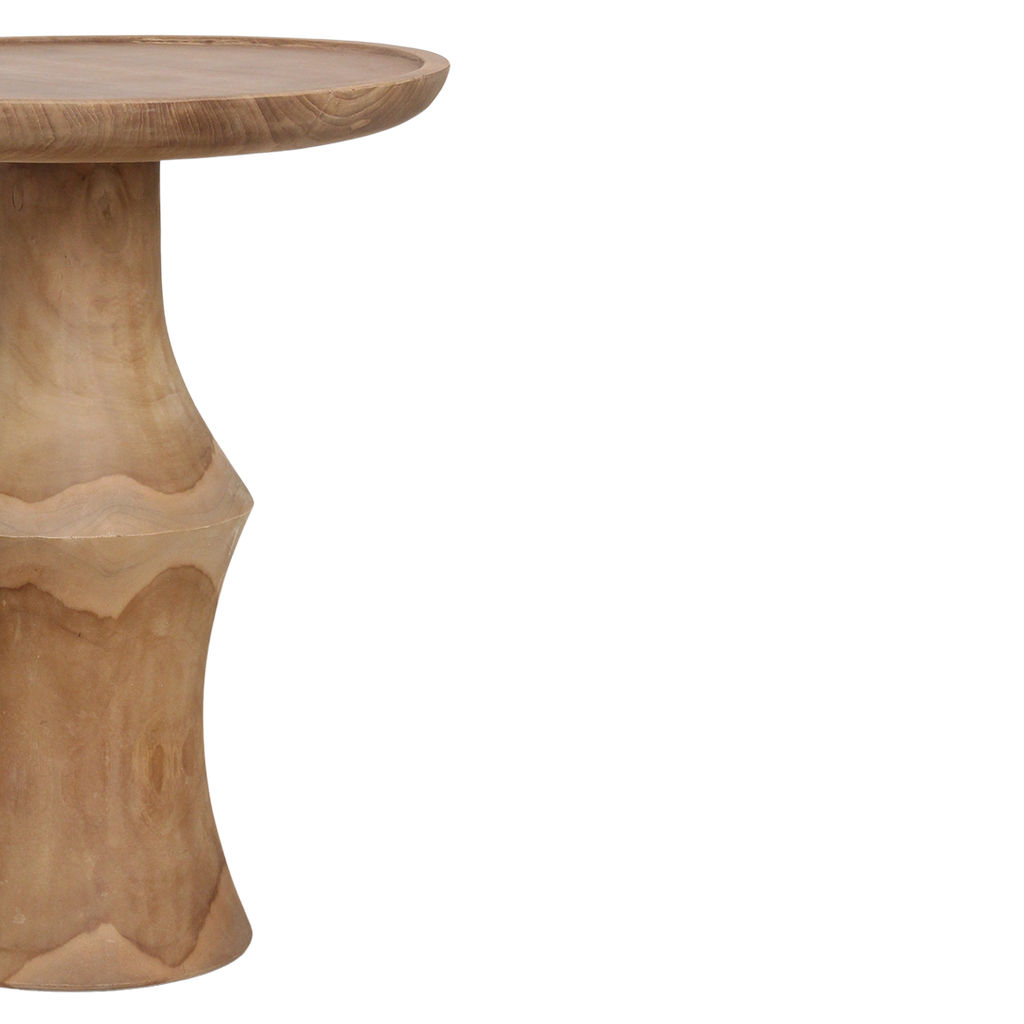 Runder Beistelltisch aus recyceltem Teakholz Natur – 50x50x60 cm