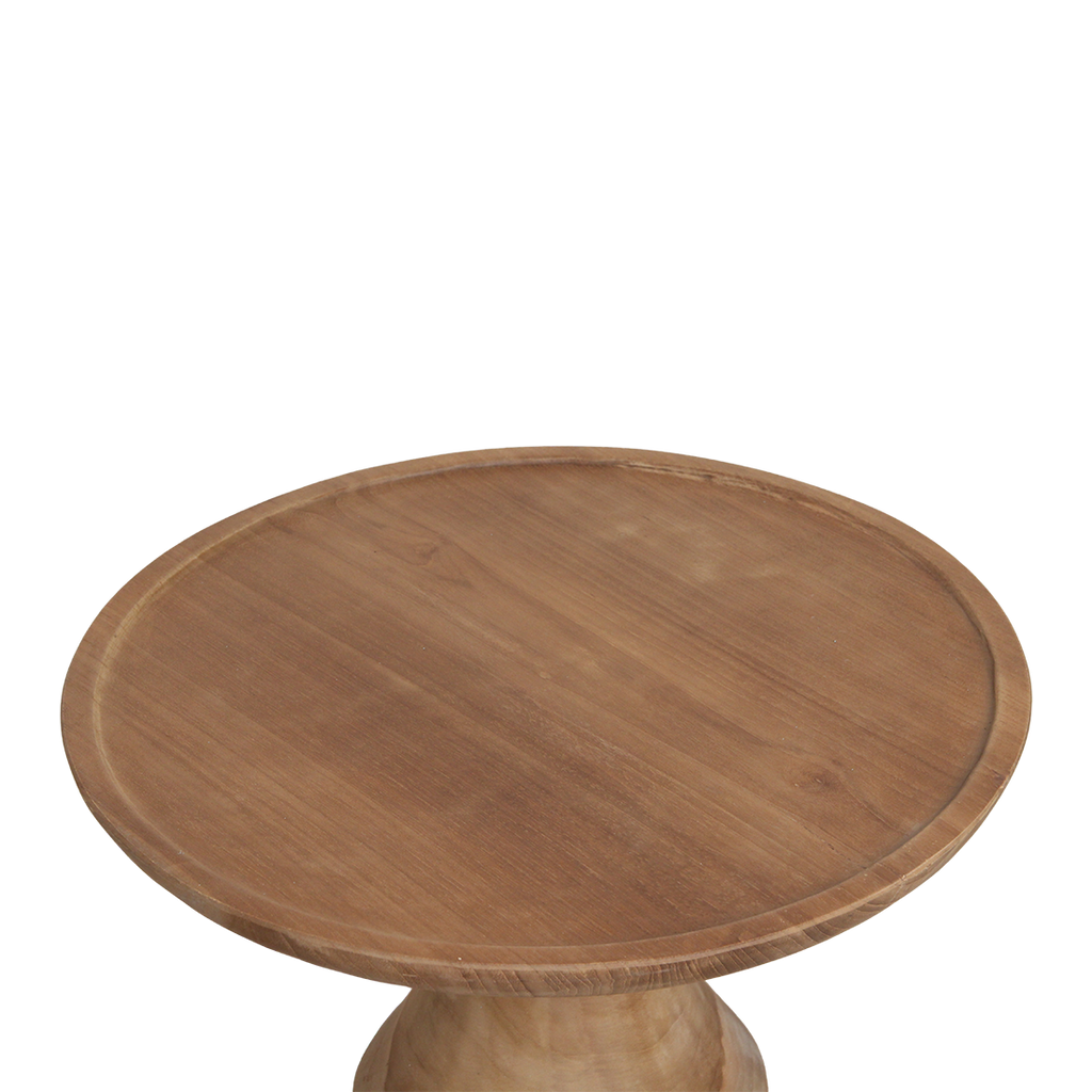 Runder Beistelltisch aus recyceltem Teakholz Natur – 50x50x60 cm