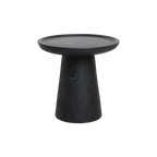 Table d’appoint ronde en teck noir mat avec rebord – Ø40 cm