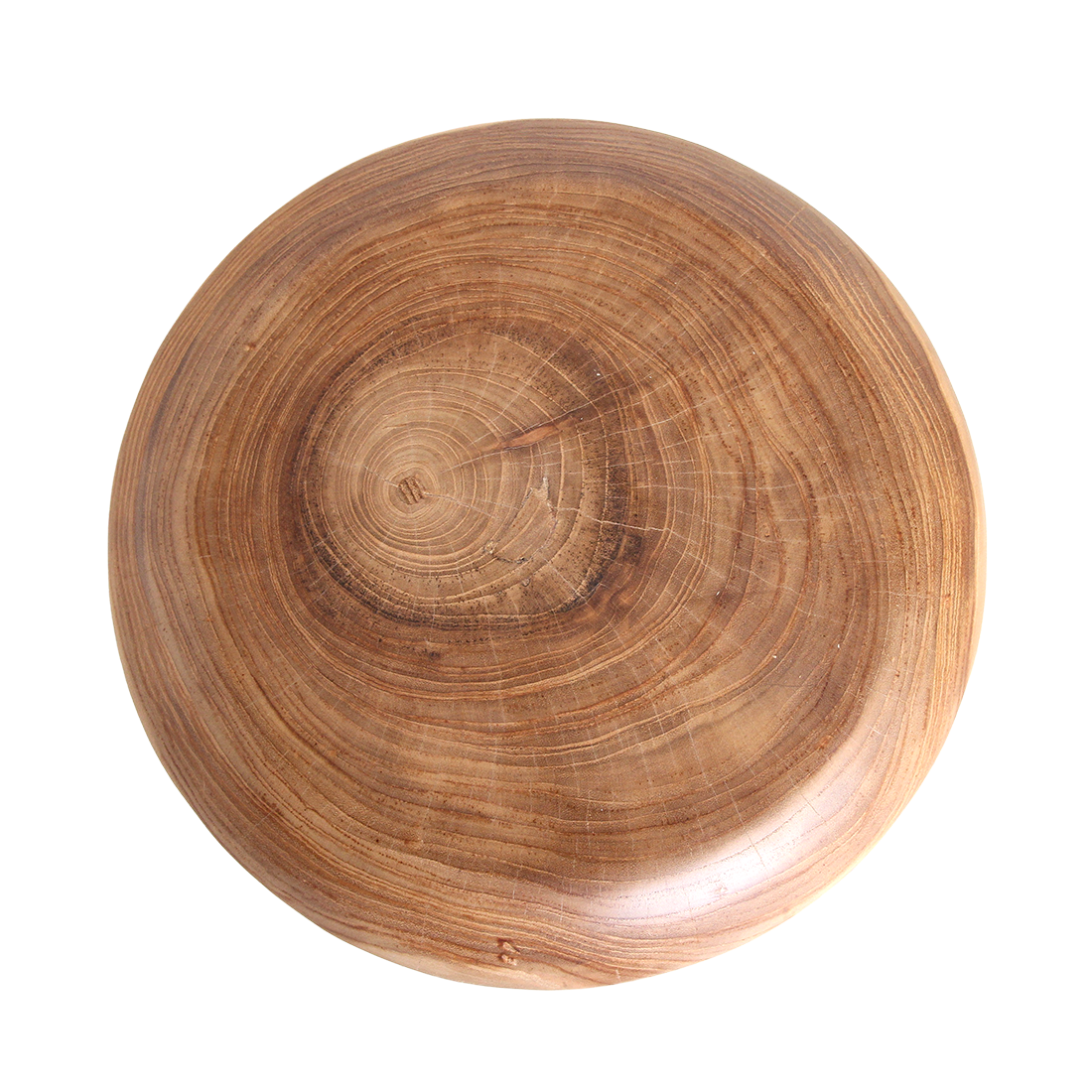Hocker aus massivem Teakholz in Kieselform, Beige – H45 cm