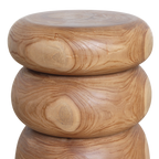 Hocker aus massivem Teakholz in Kieselform, Beige – H45 cm