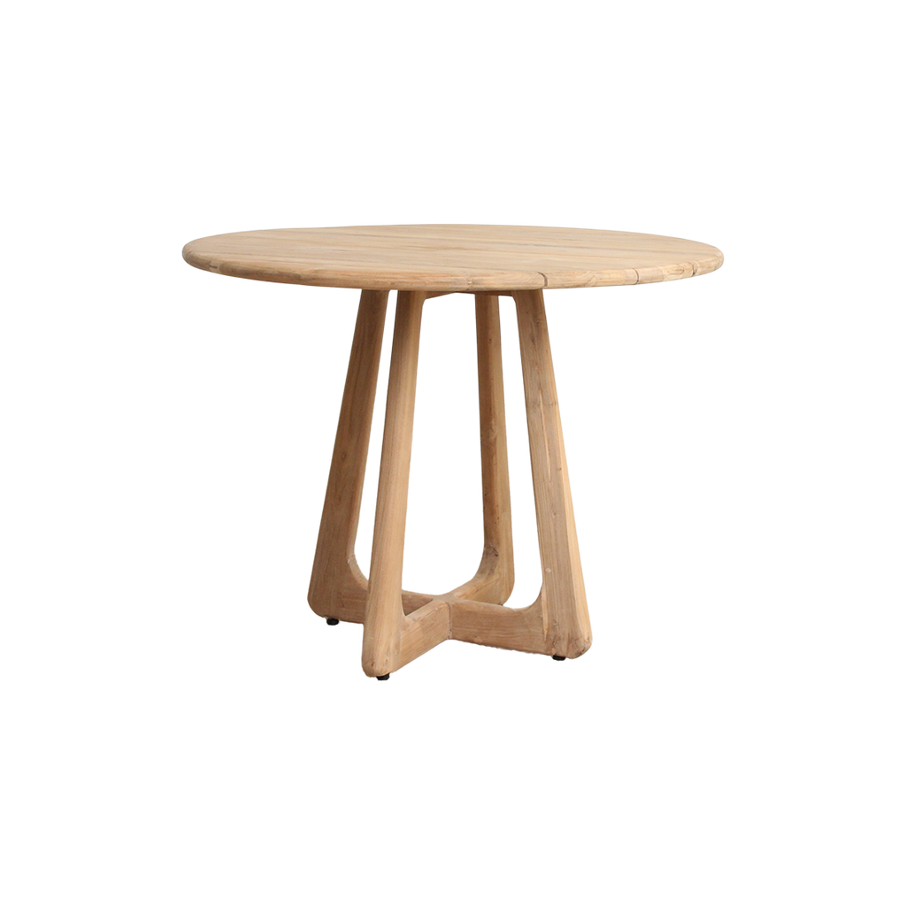 Runder Gartentisch aus recyceltem Teakholz für draußen – Ø100 cm