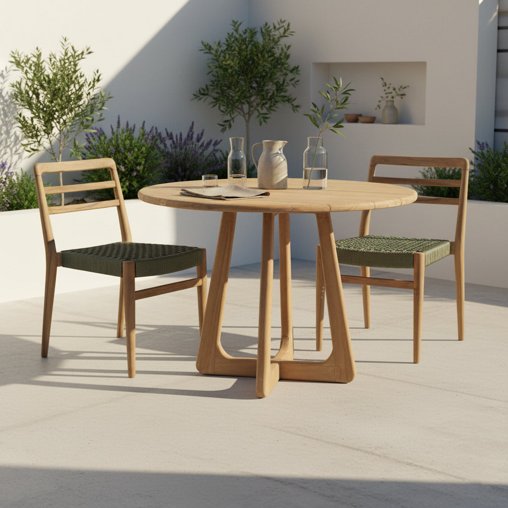 Runder Gartentisch aus recyceltem Teakholz für draußen – Ø100 cm